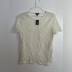 NWT Express Cream Lace Blouse Size Small